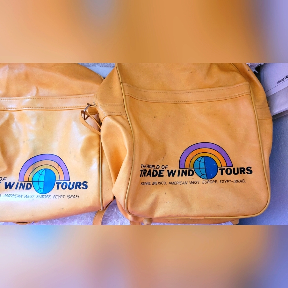 2 Vintage 70's Wind Trade Travel Tour Bags